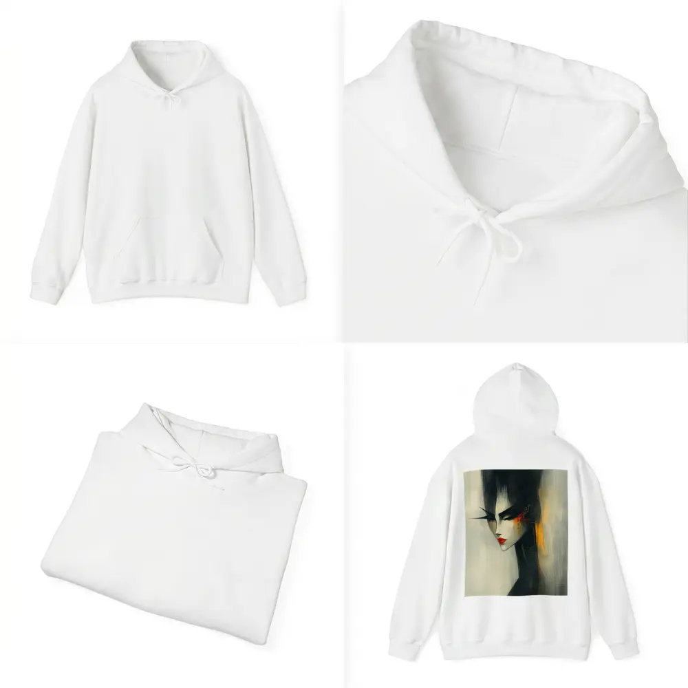 Japanese Woman Portrait Dark Painterly Art – Hoodies