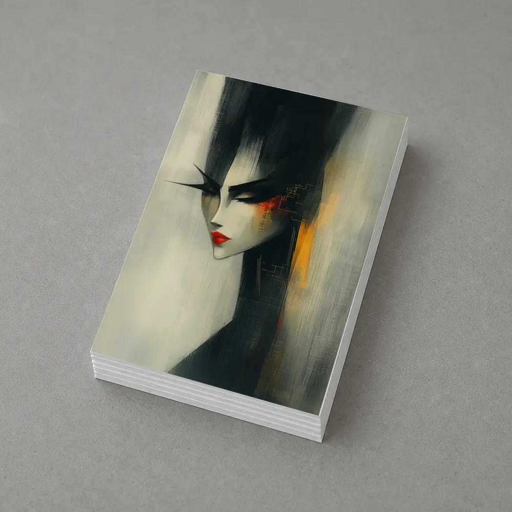 Japanese Woman Portrait Dark Painterly Art – Postcards