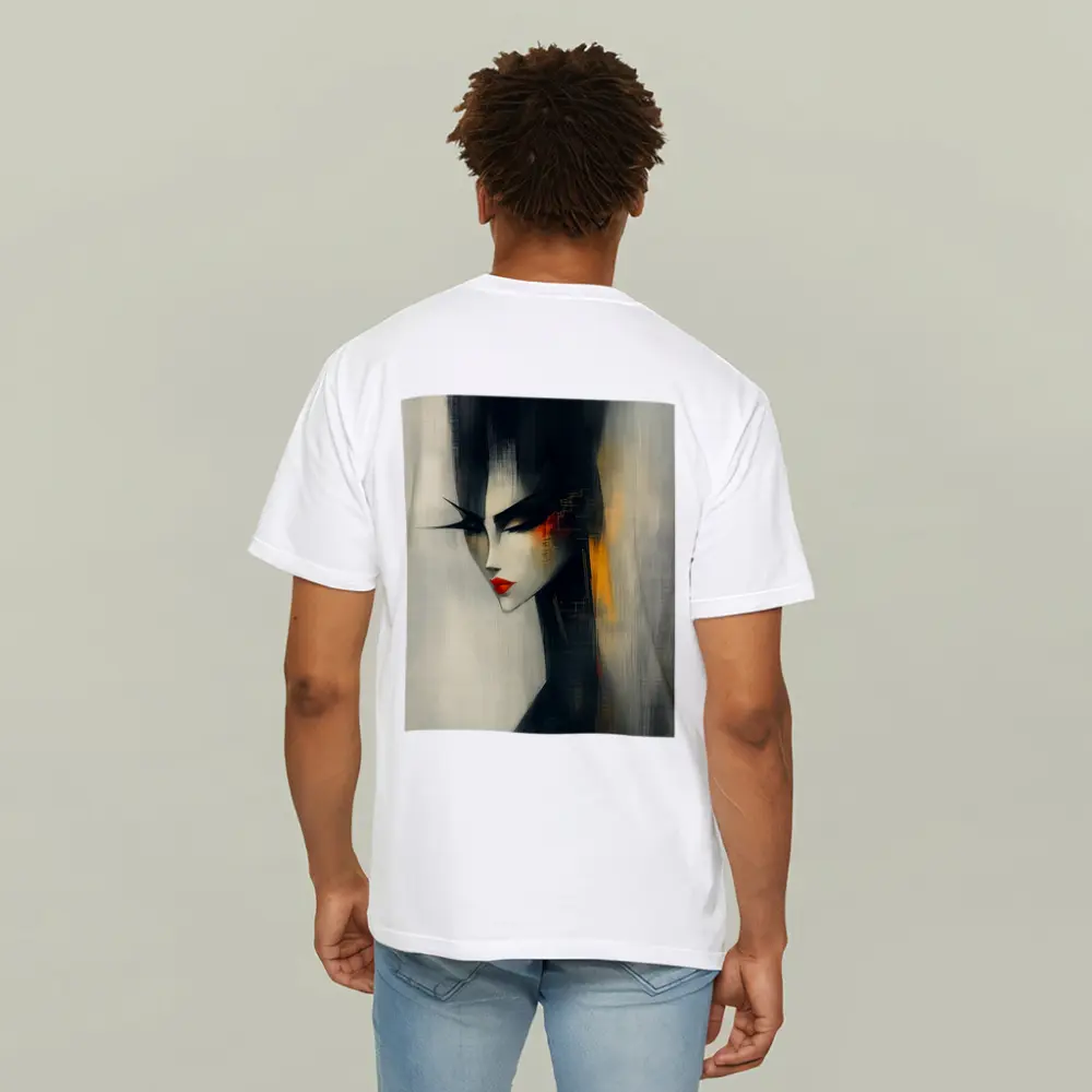 Japanese Woman Portrait Dark Painterly Art – T-Shirts
