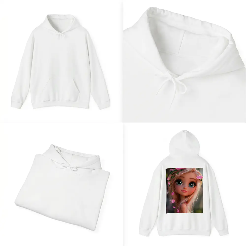 Cartoon Girl Pink Flowers Fantasy Garden – Hoodies