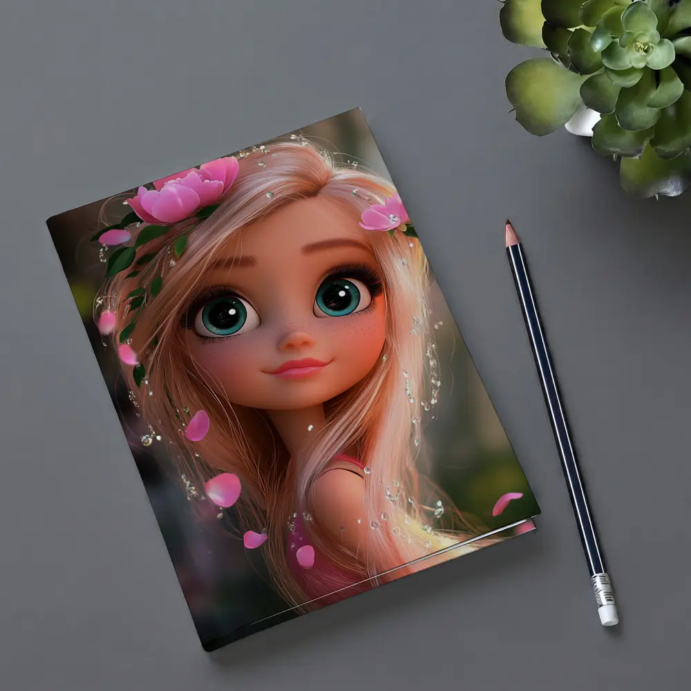 Cartoon Girl Pink Flowers Fantasy Garden – Notebooks