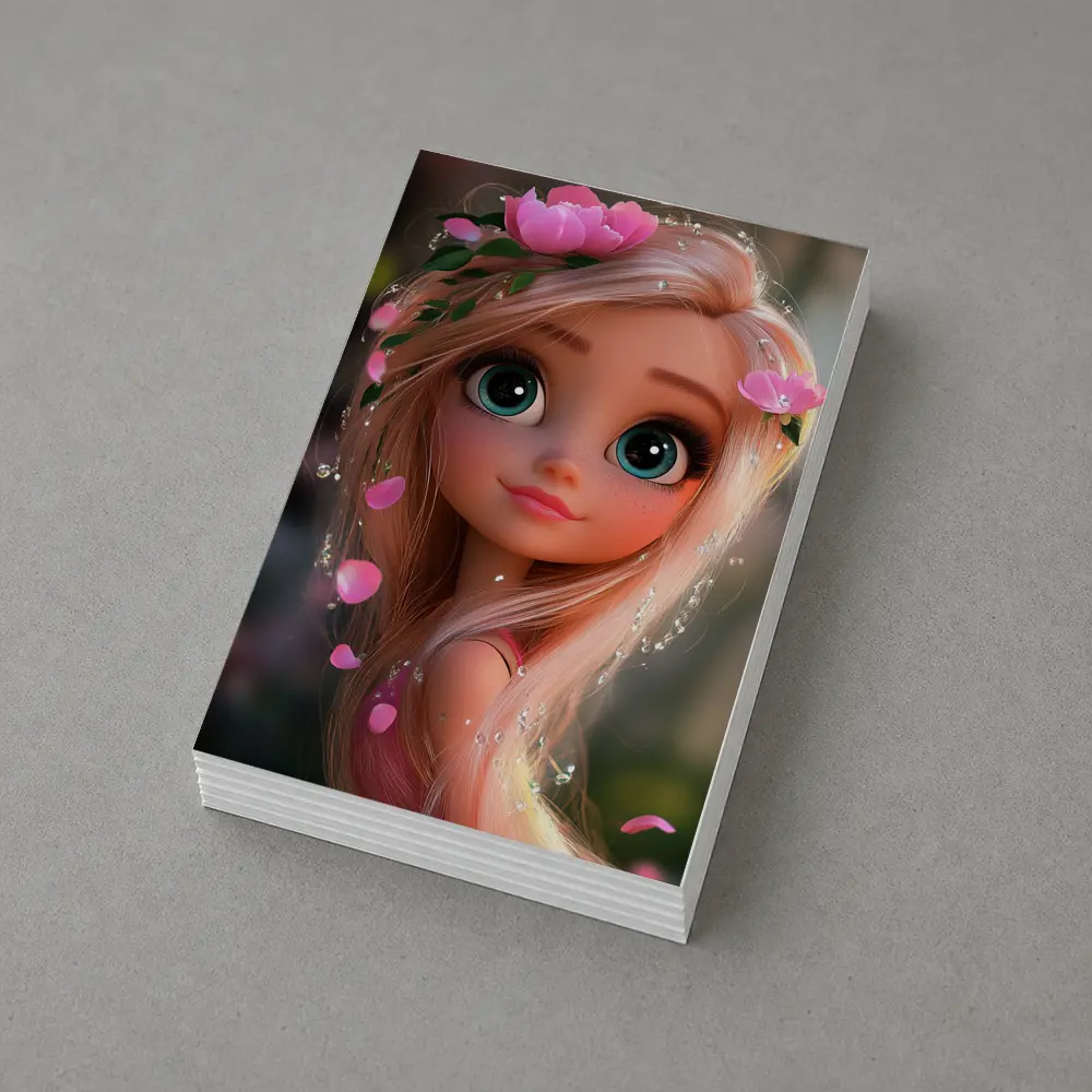 Cartoon Girl Pink Flowers Fantasy Garden – Postcards
