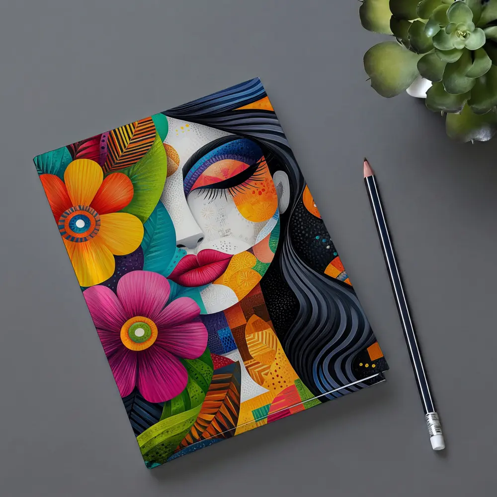 Colorful Floral Woman Abstract Pop Art – Notebooks