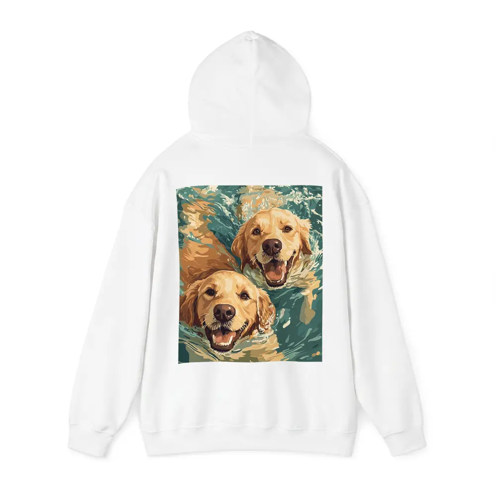 Two Golden Retrievers Swimming in Water – Hoodies