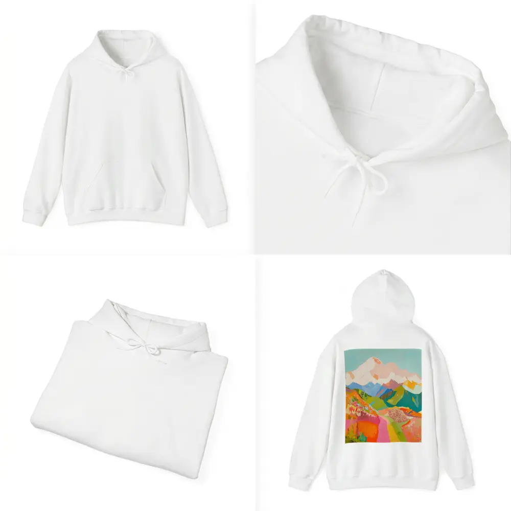 Colorful Mountain Valley Landscape Painting Art – Hoodies