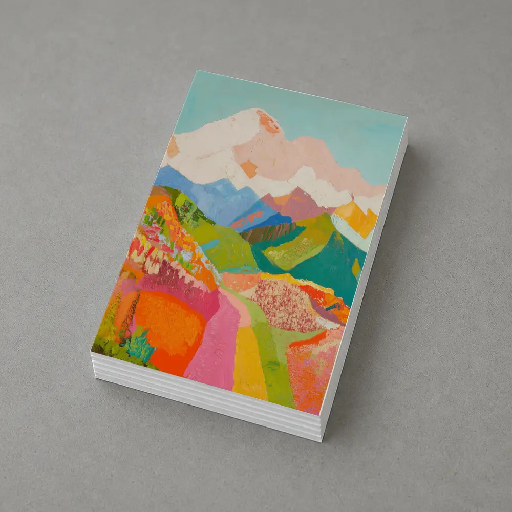 Colorful Mountain Valley Landscape Painting Art – Postcards