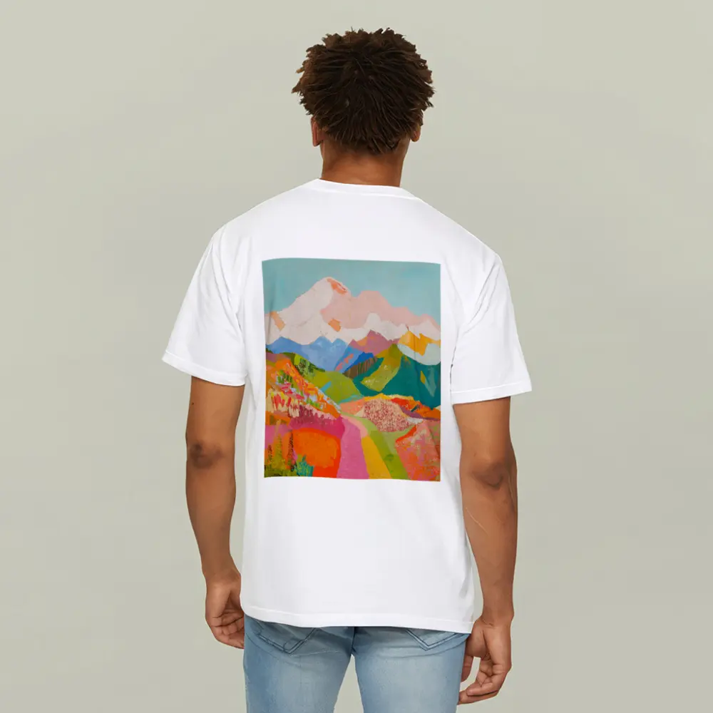 Colorful Mountain Valley Landscape Painting Art – T-Shirts