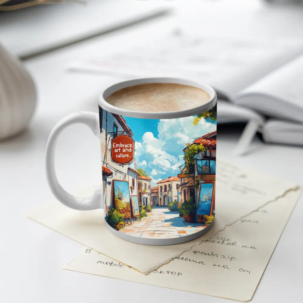 Embrace Art and Culture Mediterranean Street Scene – Mugs