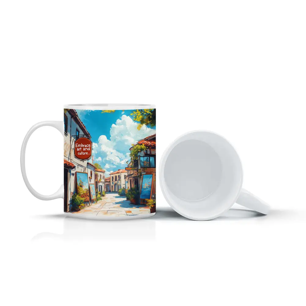 Embrace Art and Culture Mediterranean Street Scene – Mugs