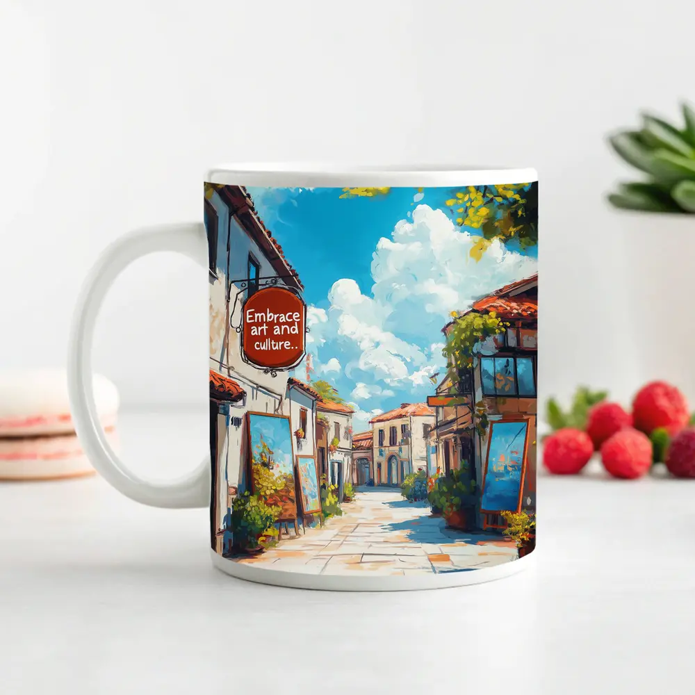 Embrace Art and Culture Mediterranean Street Scene – Mugs