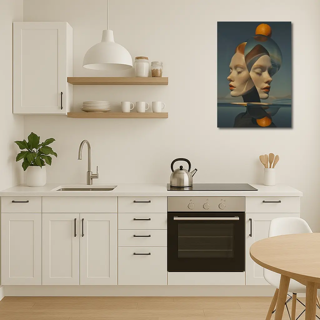Surreal Double Face Portrait With Orange – Wall Art