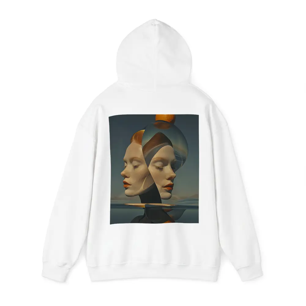 Surreal Double Face Portrait With Orange – Hoodies