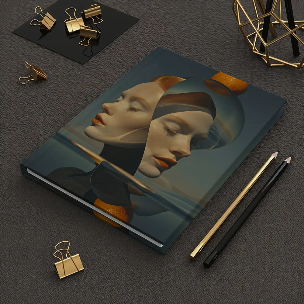 Surreal Double Face Portrait With Orange – Notebooks