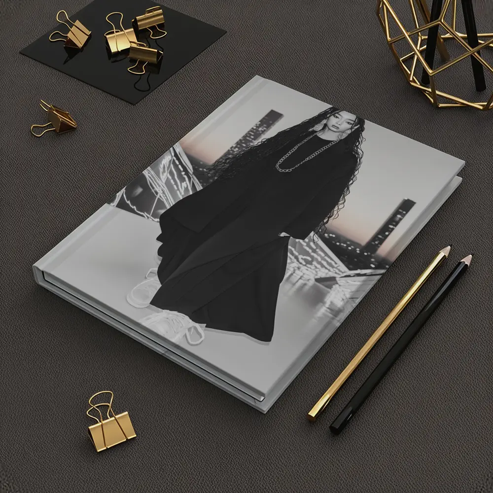 Fashion Woman Black Outfit City Night – Notebooks