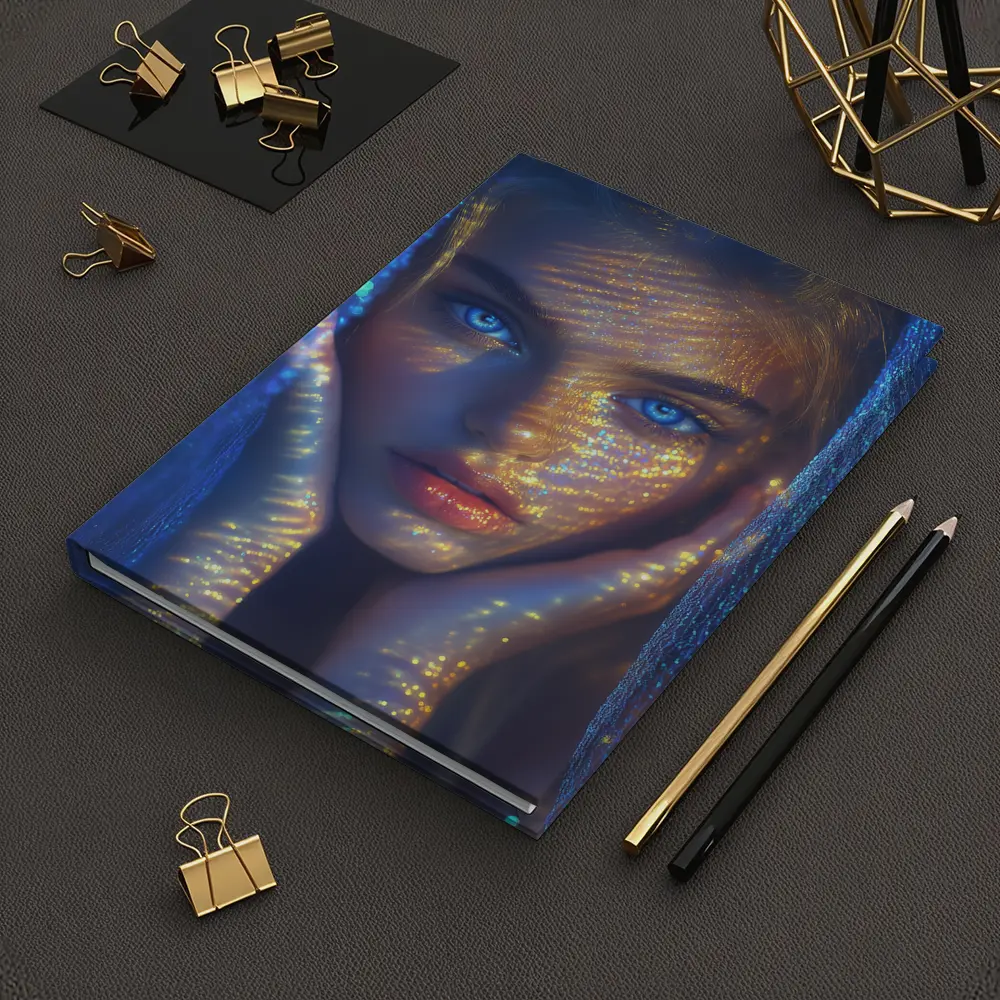 Blue Eyed Woman Golden Light Fantasy Portrait – Notebooks