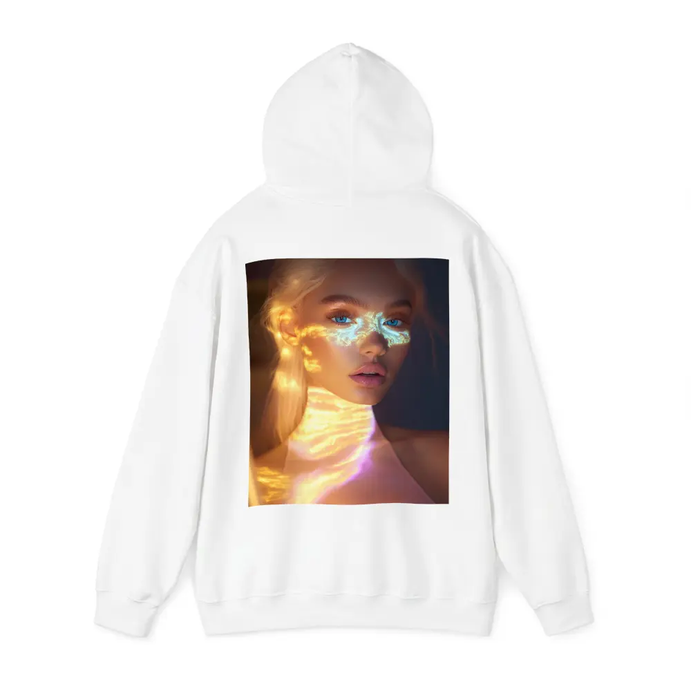 Blonde Woman Neon Light Portrait Art – Hoodies