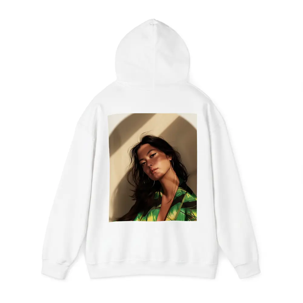 Young Woman Green Tropical Shirt Warm Light – Hoodies