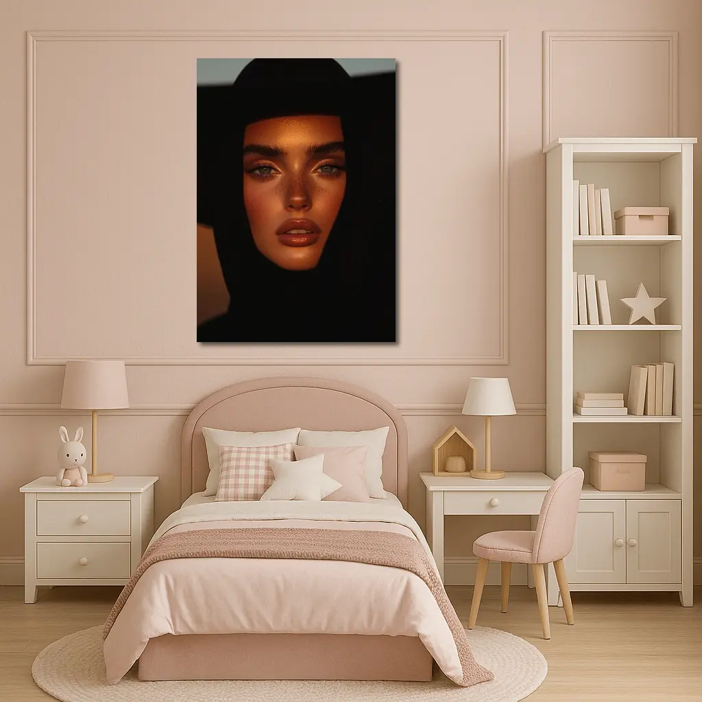 Woman Portrait Dark Moody Golden Hour – Wall Art