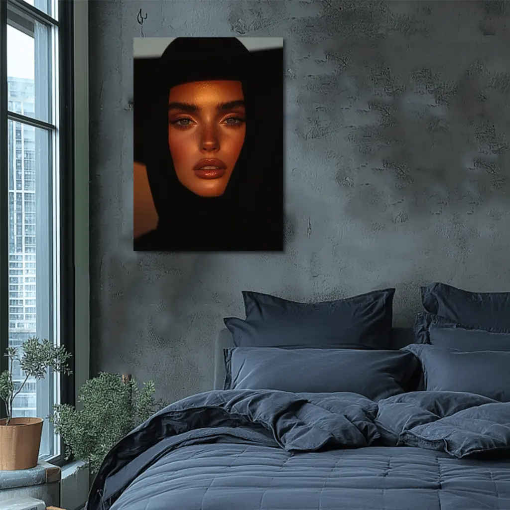 Woman Portrait Dark Moody Golden Hour – Wall Art