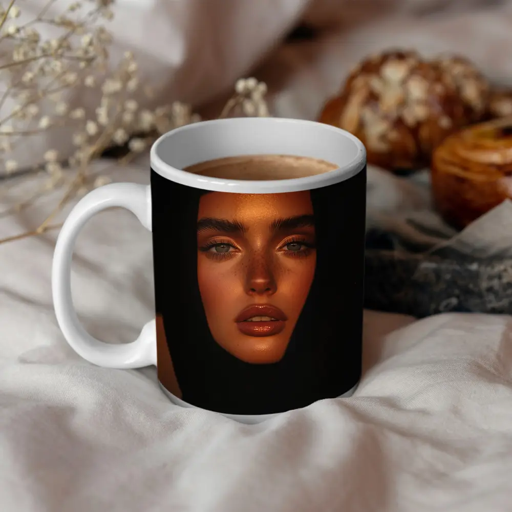 Woman Portrait Dark Moody Golden Hour – Mugs