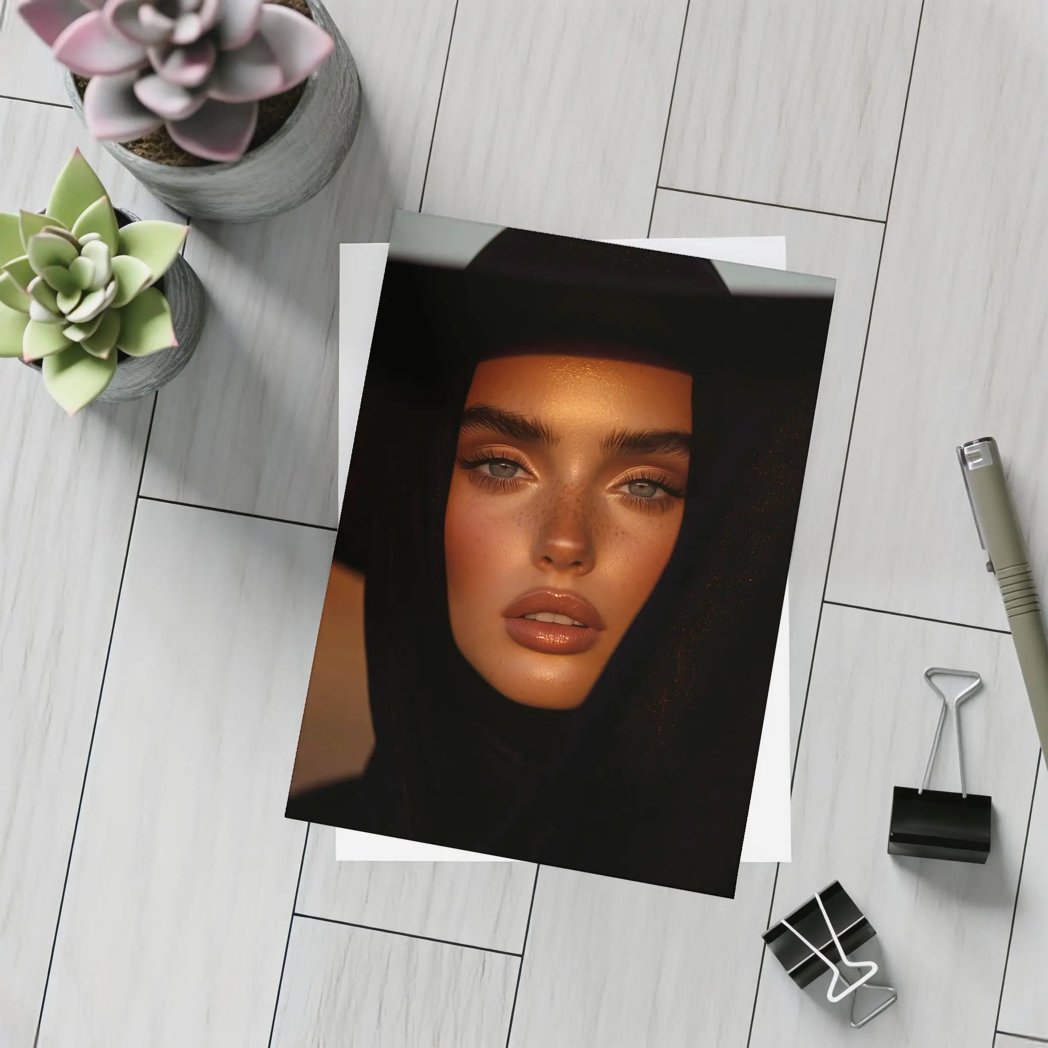 Woman Portrait Dark Moody Golden Hour – Postcards