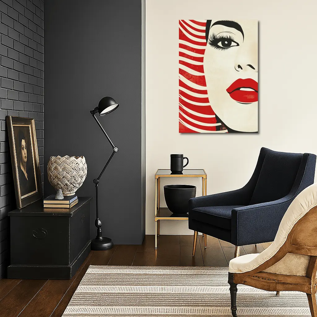 Pop Art Woman Red Lips Bold Style – Wall Art
