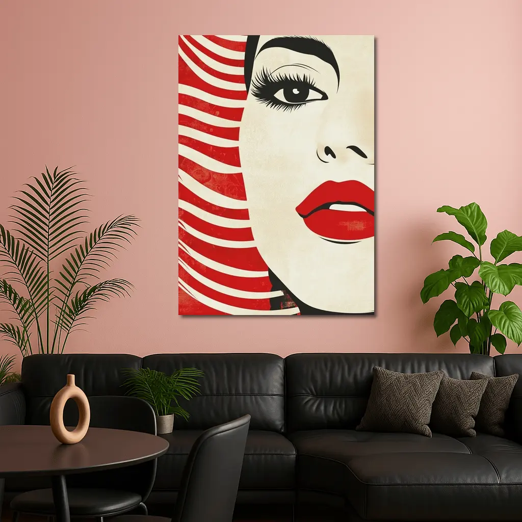 Pop Art Woman Red Lips Bold Style – Wall Art