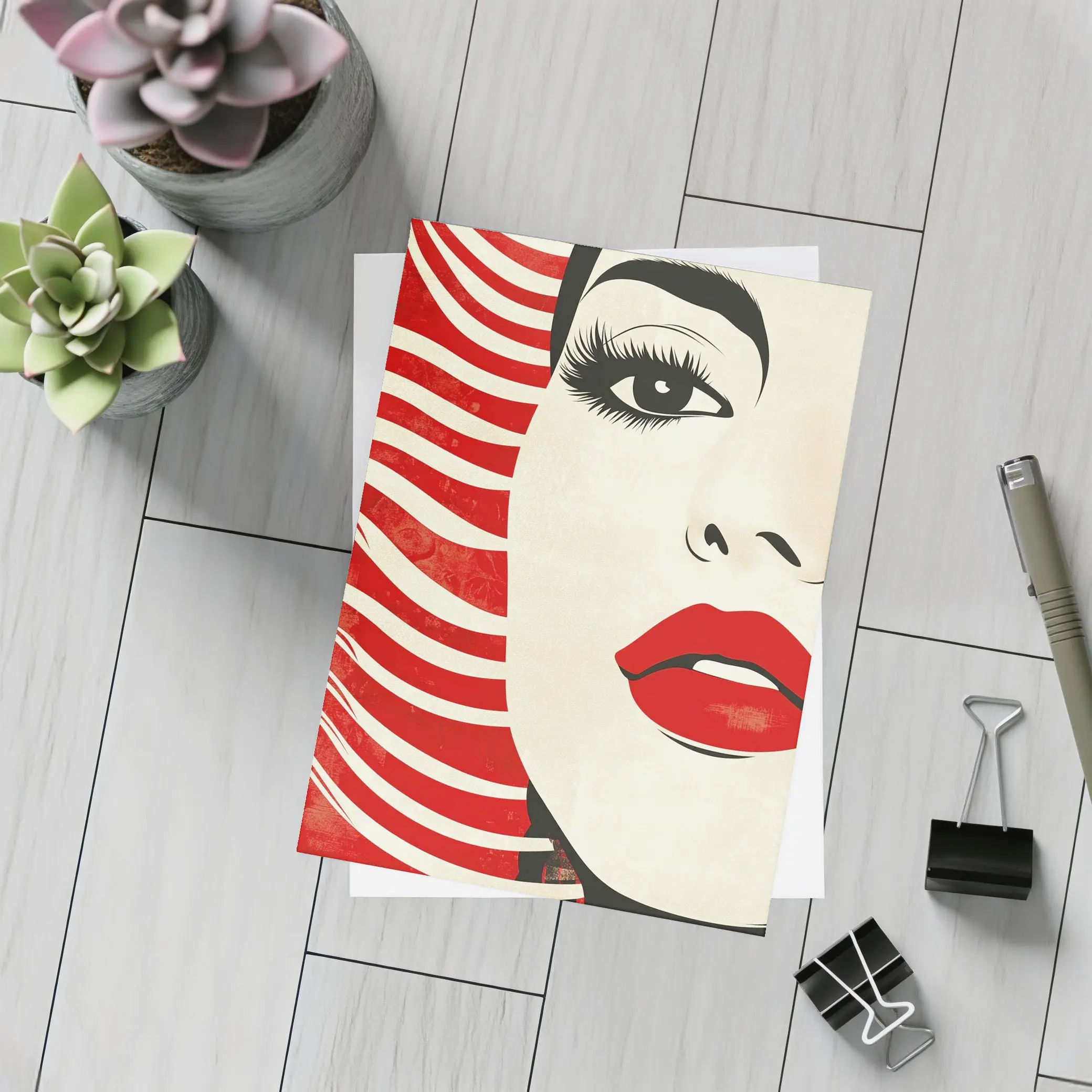 Pop Art Woman Red Lips Bold Style – Postcards