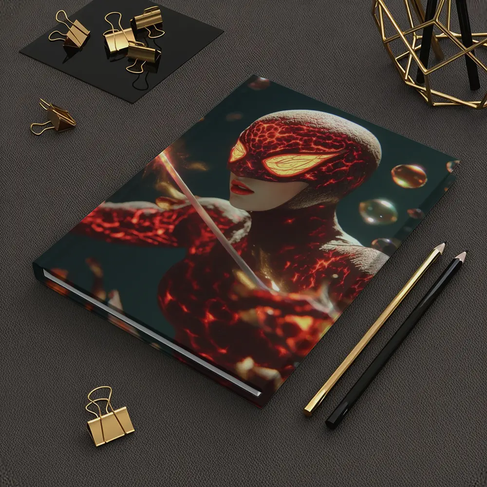 Fiery Spider Hero Dark Glowing Background – Notebooks