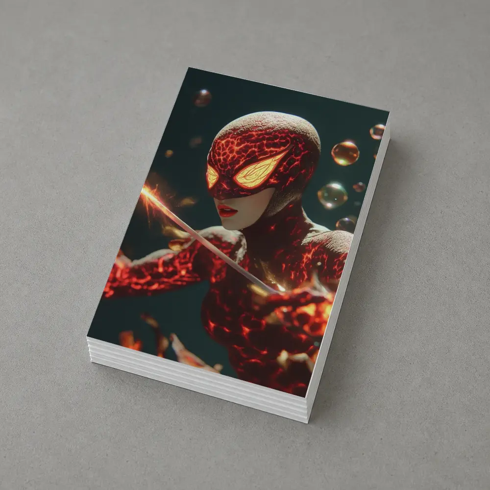 Fiery Spider Hero Dark Glowing Background – Postcards