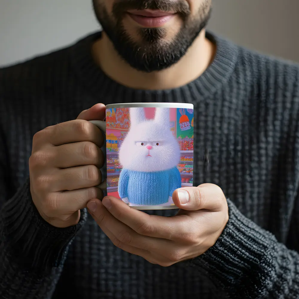 Grumpy Fluffy Bunny in Candy Shop – Mugs