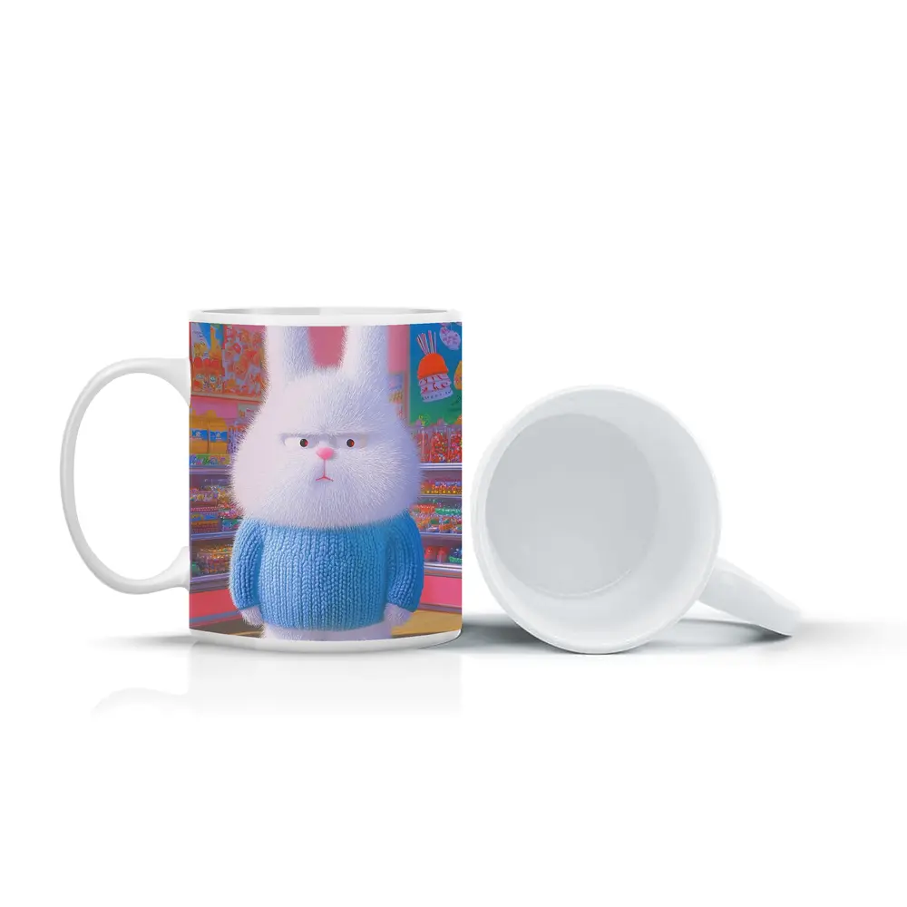 Grumpy Fluffy Bunny in Candy Shop – Mugs
