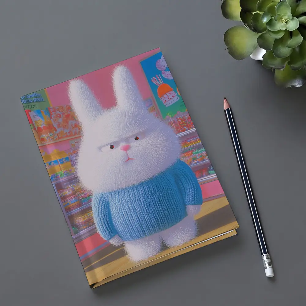 Grumpy Fluffy Bunny in Candy Shop – Notebooks