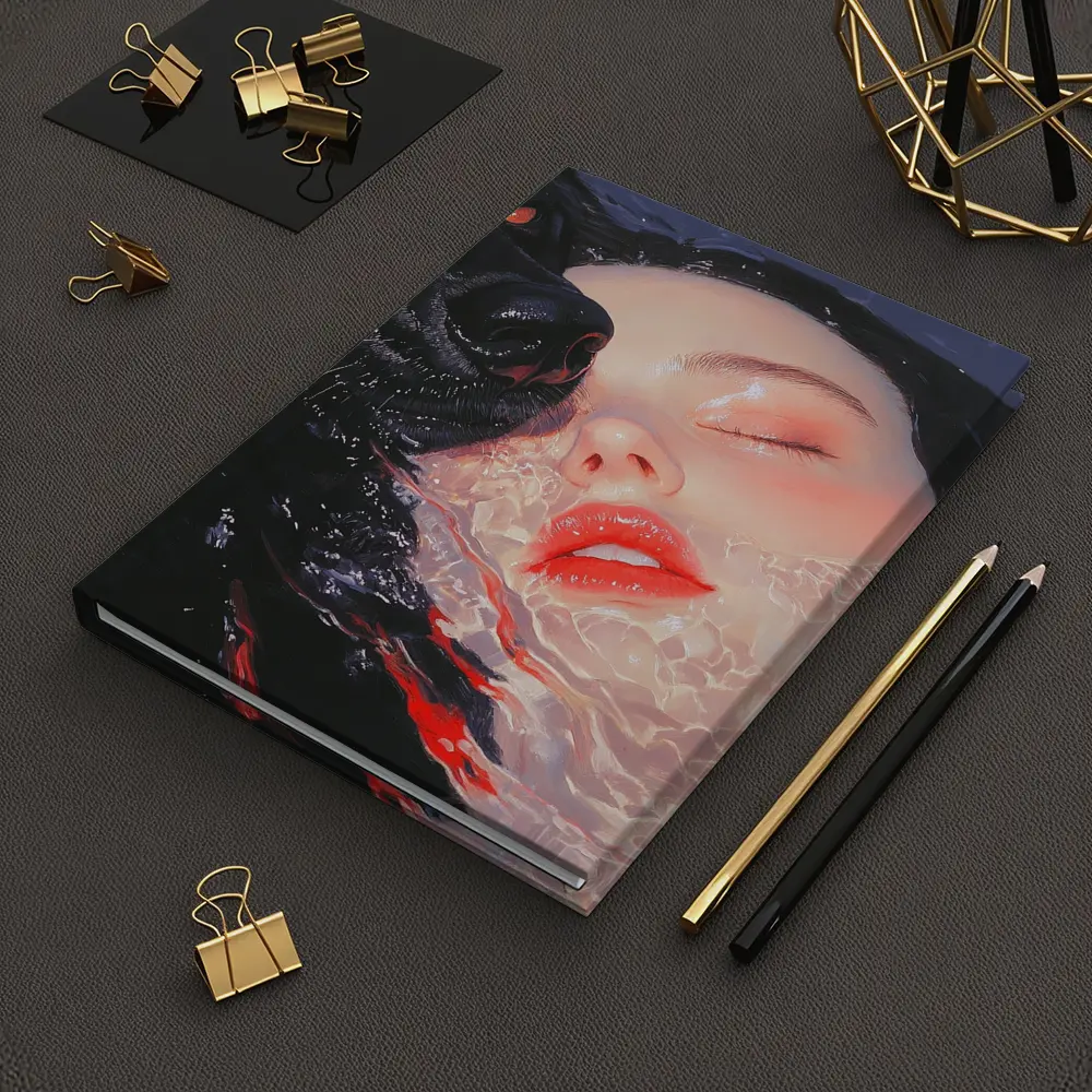 Woman and Black Wolf in Water – Notebooks
