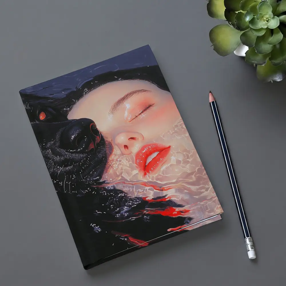Woman and Black Wolf in Water – Notebooks