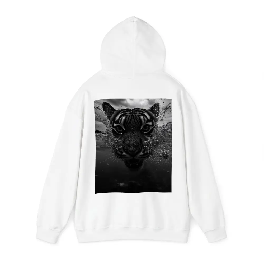 Black White Tiger Swimming Dark Water – Hoodies