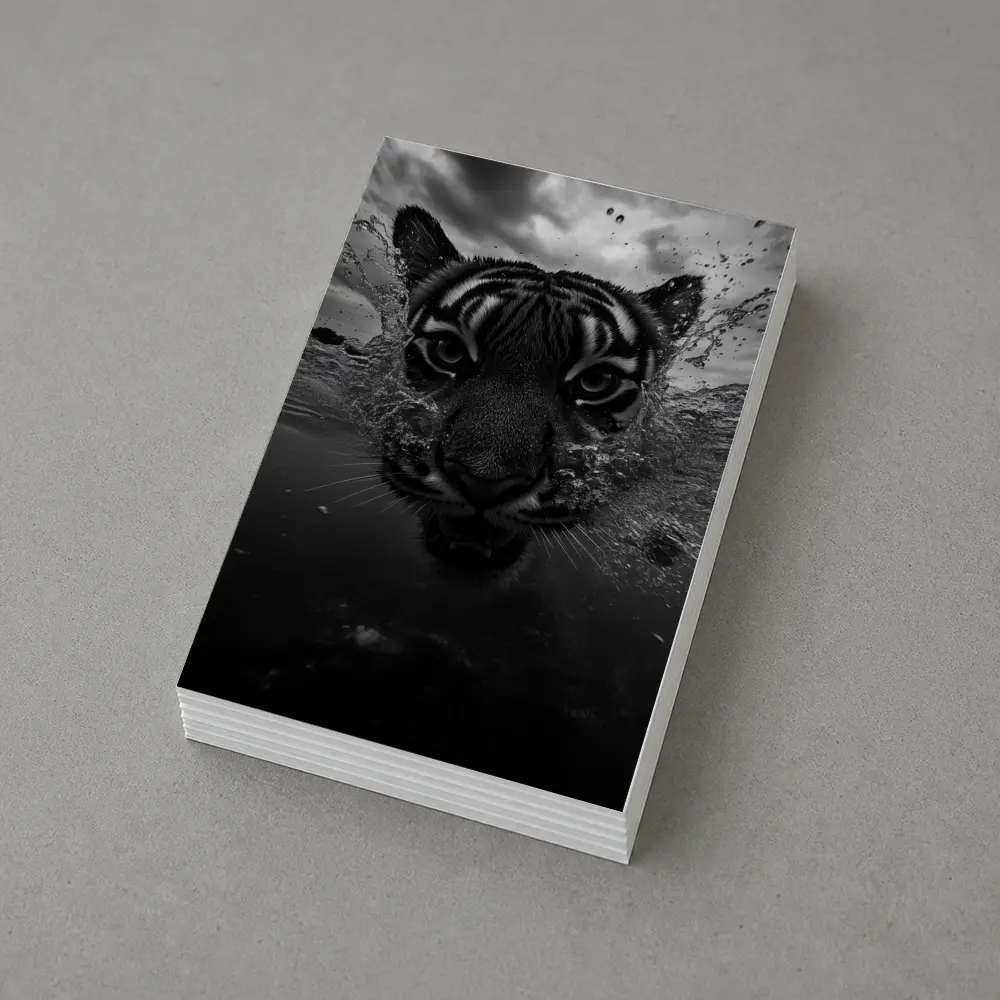 Black White Tiger Swimming Dark Water – Postcards