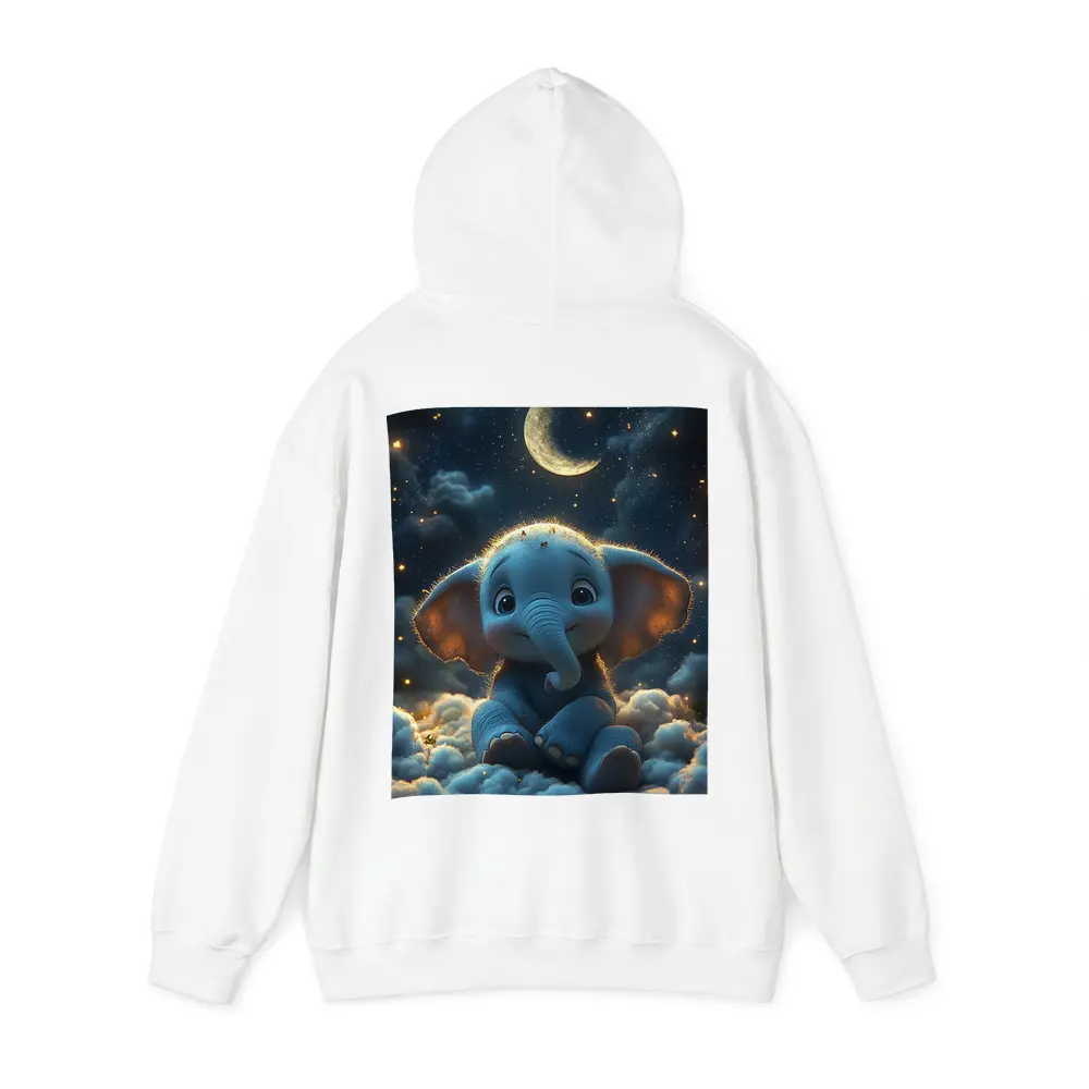 Cute Baby Elephant Sitting On Clouds Night – Hoodies