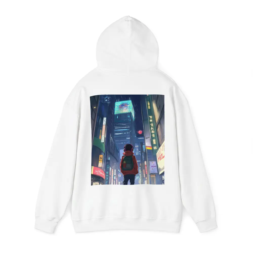 Anime Boy Rainy Neon City Night – Hoodies
