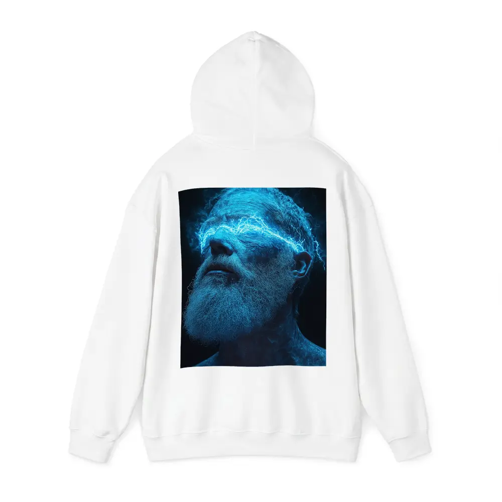 Bearded Man Blue Lightning Neon Portrait – Hoodies