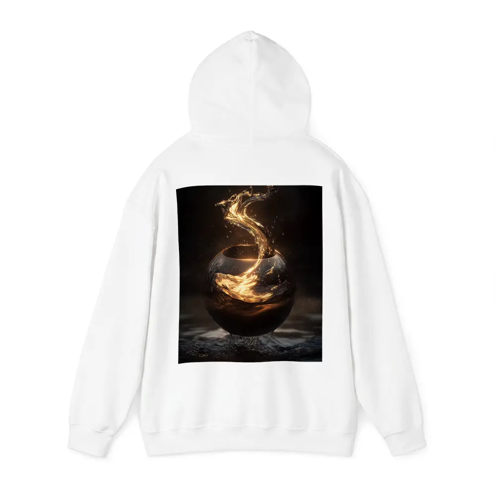 Golden Liquid Splash Dark Sphere Abstract – Hoodies