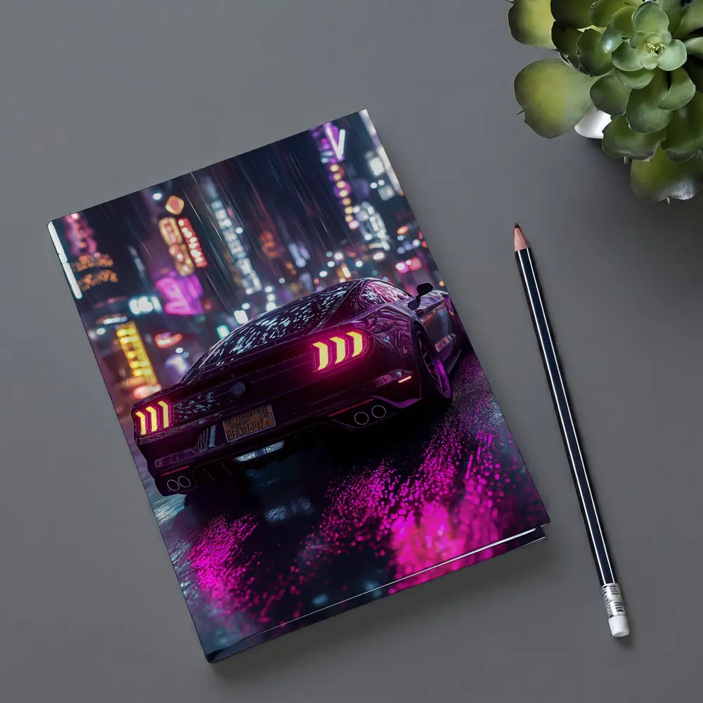 Ford Mustang Neon City Rainy Night – Notebooks