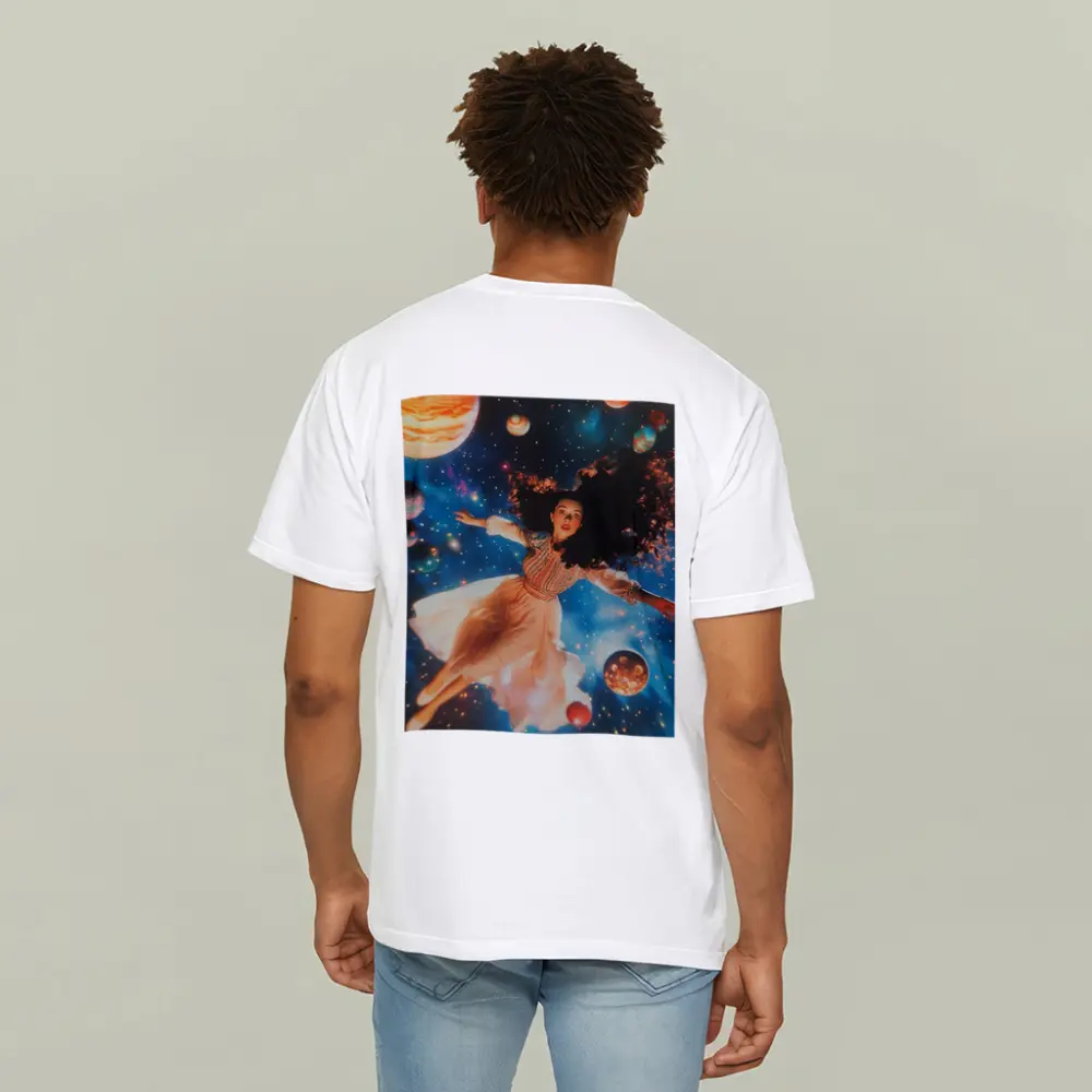 Woman Floating Among Planets Deep Space – T-Shirts