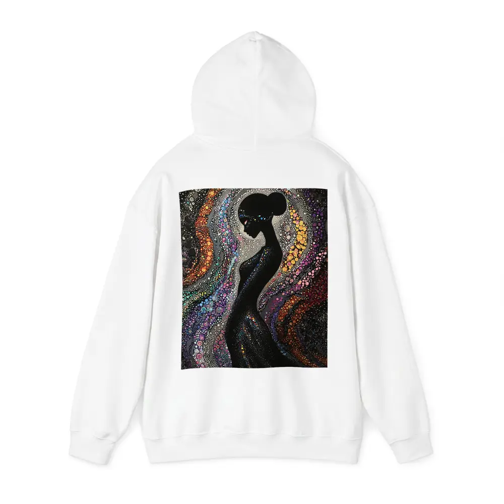 Black Female Silhouette Colorful Dotted Abstract Art – Hoodies