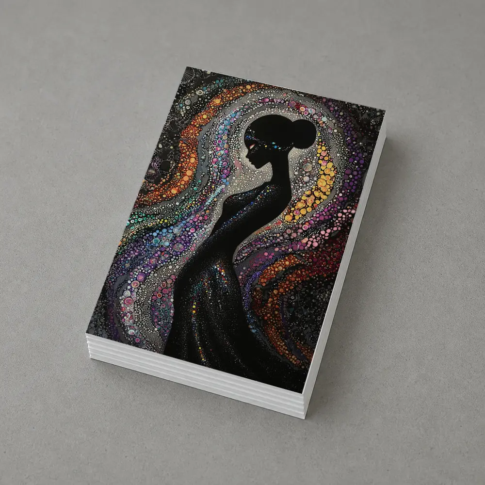 Black Female Silhouette Colorful Dotted Abstract Art – Postcards