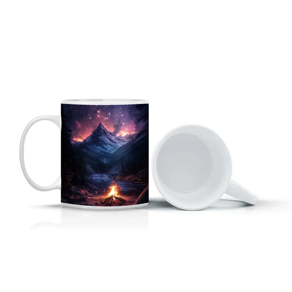 Campfire Mountain Night Starry Sky Forest – Mugs