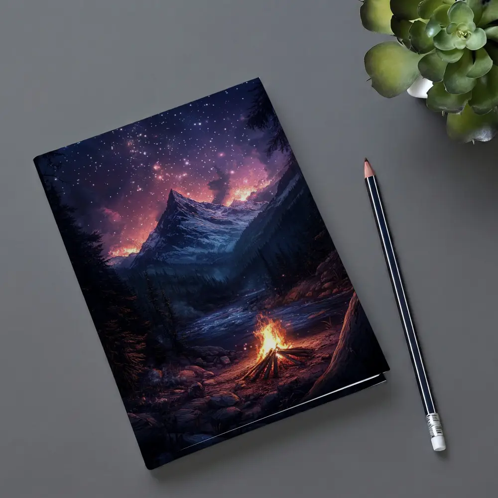 Campfire Mountain Night Starry Sky Forest – Notebooks