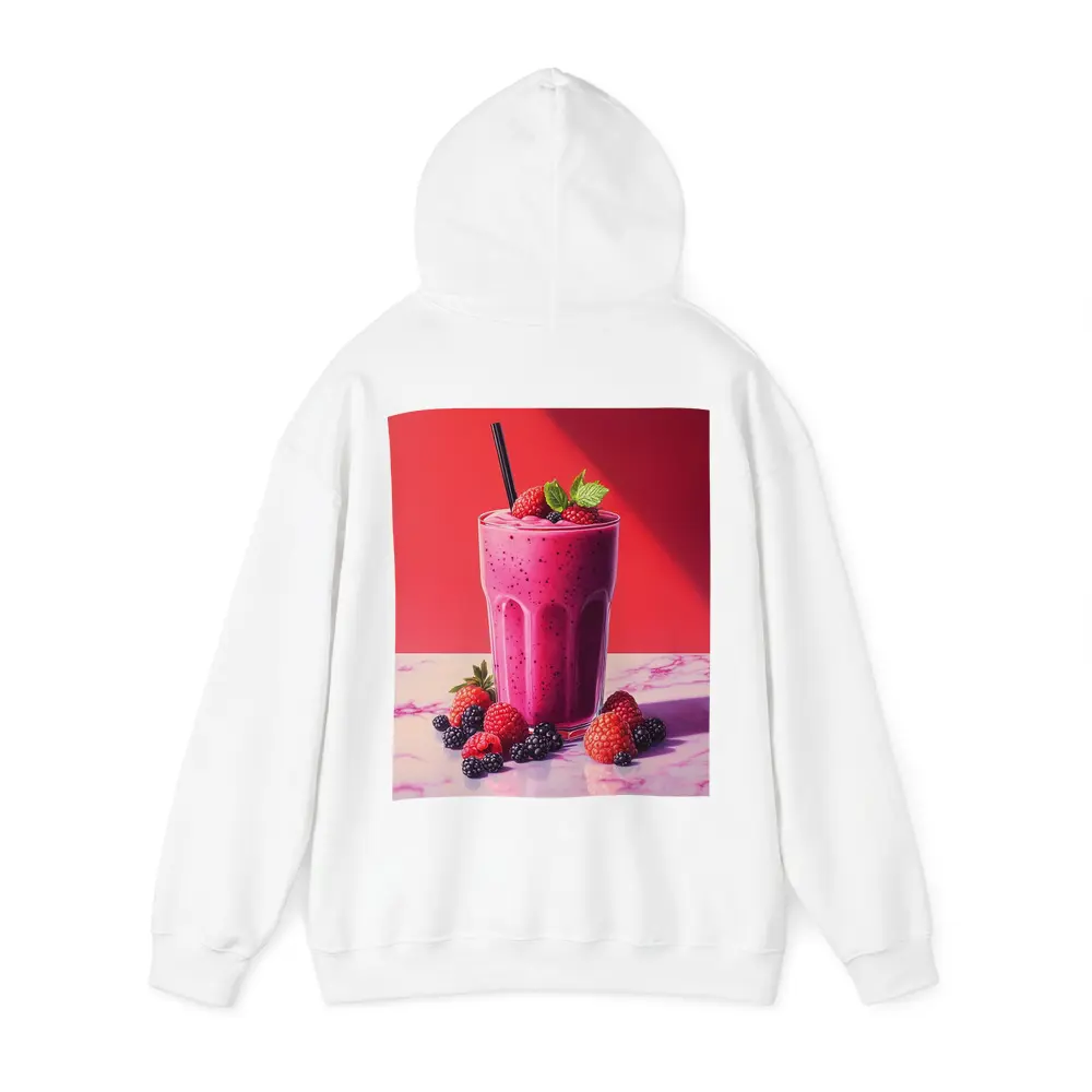 Berry Smoothie Glass Red Background Art – Hoodies