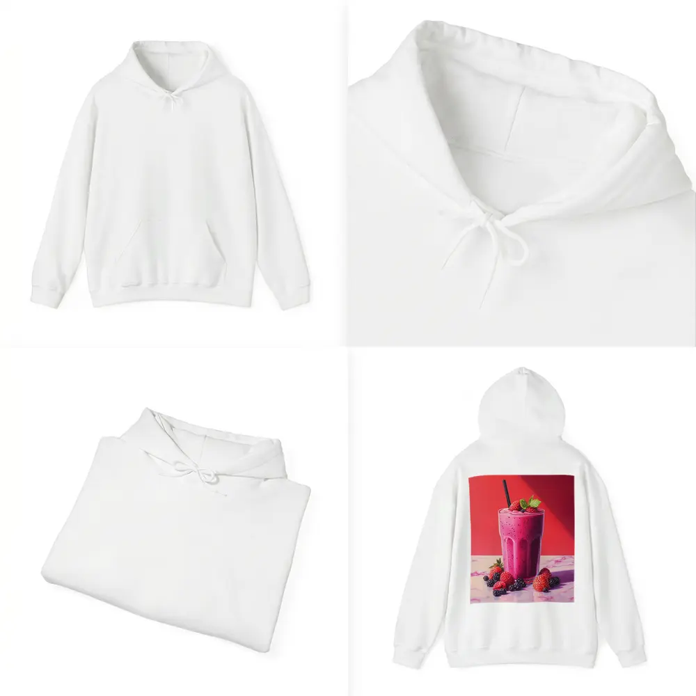 Berry Smoothie Glass Red Background Art – Hoodies