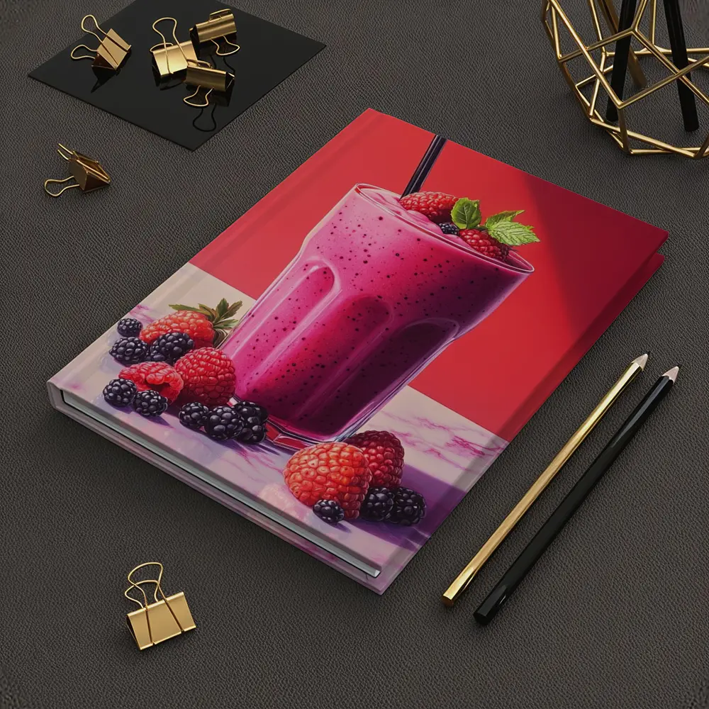 Berry Smoothie Glass Red Background Art – Notebooks